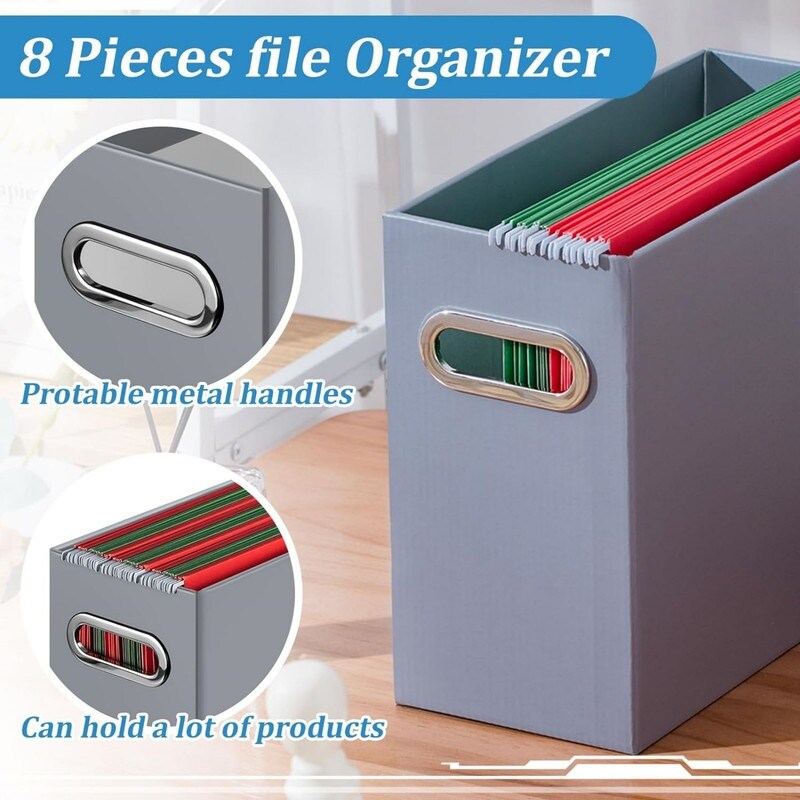 8 Pcs File Organizer Cardboard File Folder (Gray)