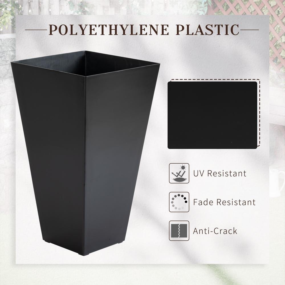 Sudzendf 28 in. Black Polypropylene Outdoor Flower Pots Tall Planters with Drainage Hole Set of 3 3832W4494