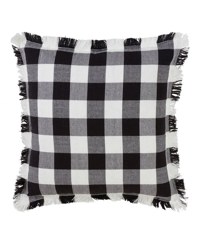 Saro Lifestyle Buffalo Plaid Fringed Decorative Pillow， 20 x 20