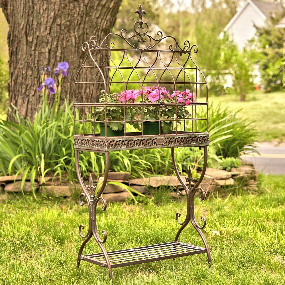 Vintage Style Iron Cage Plant Stand \