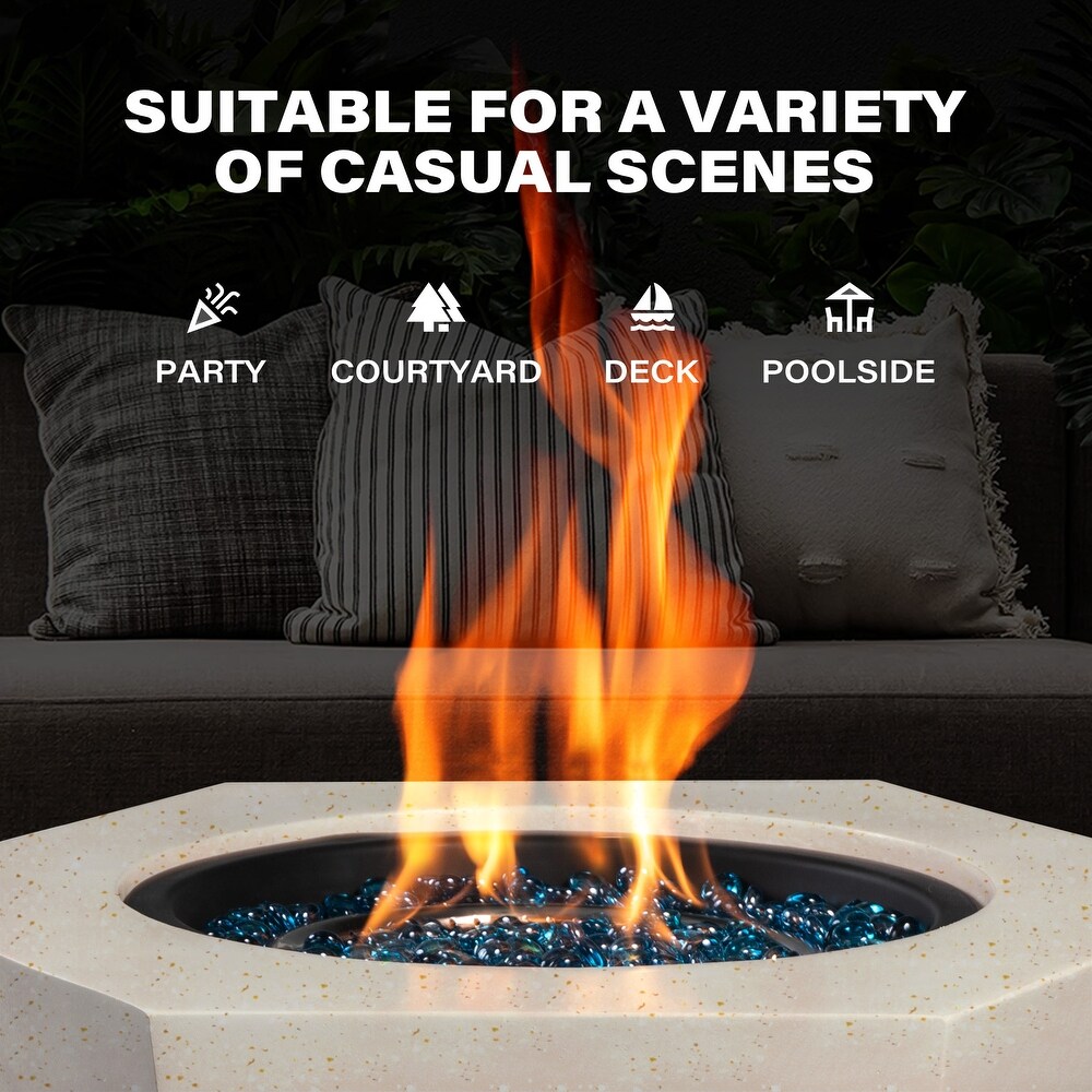 28 Inches Hexagonal 40000 BTU Hexagonal Concrete Propane Fire Pit Table