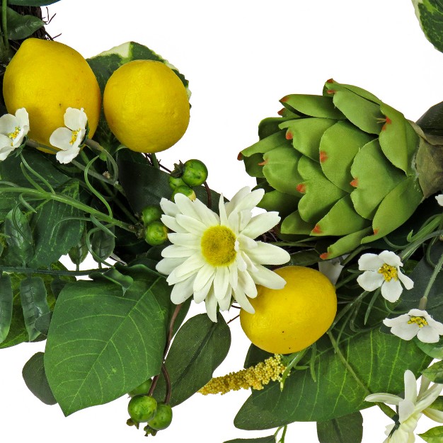 Artificial Lemons Artichokes And Daisy Spring Wreath National Tree Company