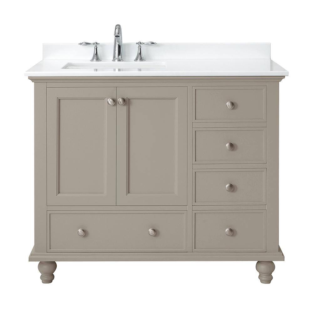 Home Decorators Collection Orillia 42 in. W x 22 in. D Vanity in Greige with Marble Vanity Top in White with White Sink Orillia 42G