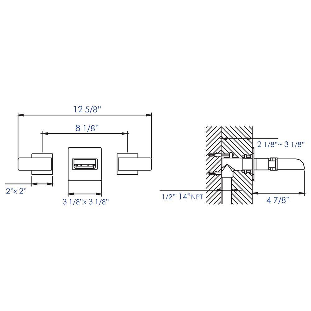 ALFI BRAND 8 in. Widespread 2-Handle Luxury Wall Mount Bathroom Faucet in Brushed Nickel AB1796-BN