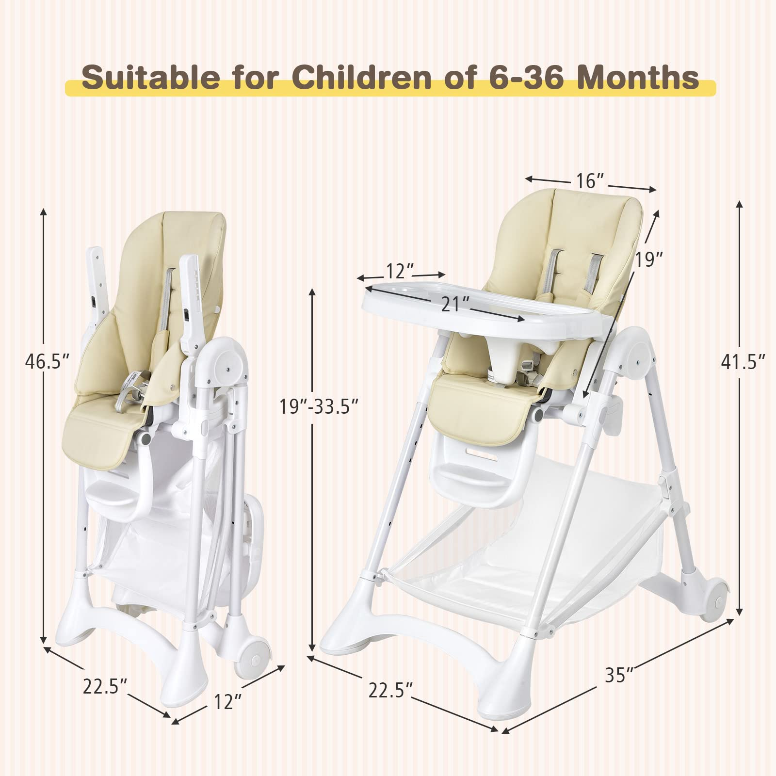 BABY JOY High Chair for Babies & Toddlers, Quick Folding Baby Highchair