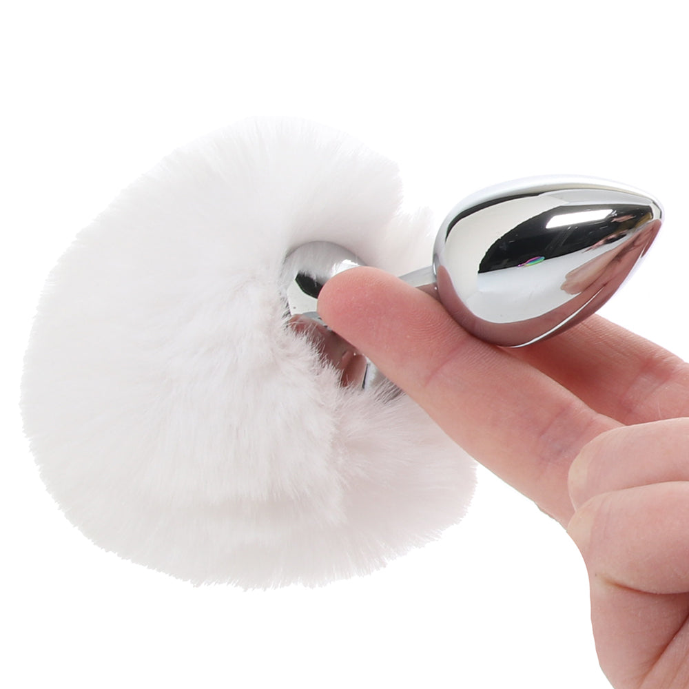 Gemsations 3 Inch Bunny Tail Butt Plug in Silver