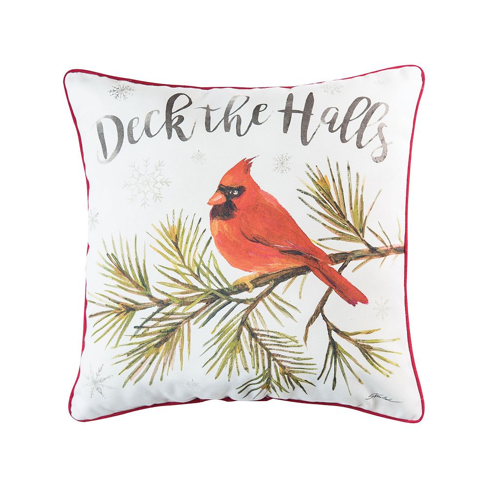 CandF Home Deck the Halls Cardinal Christmas Throw Pillow