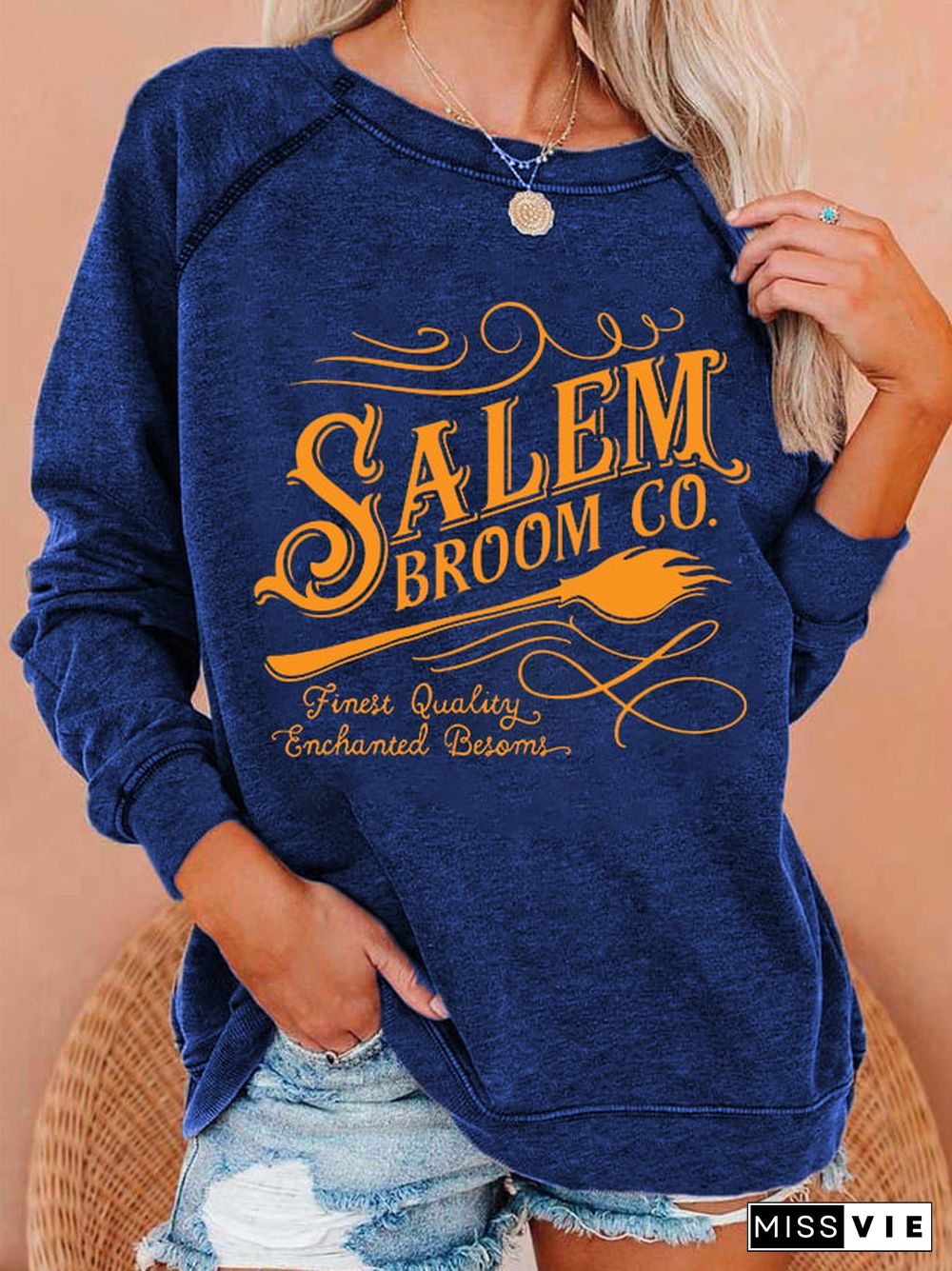 Women's Halloween Salem Broom Co. Casual Sweatshirt