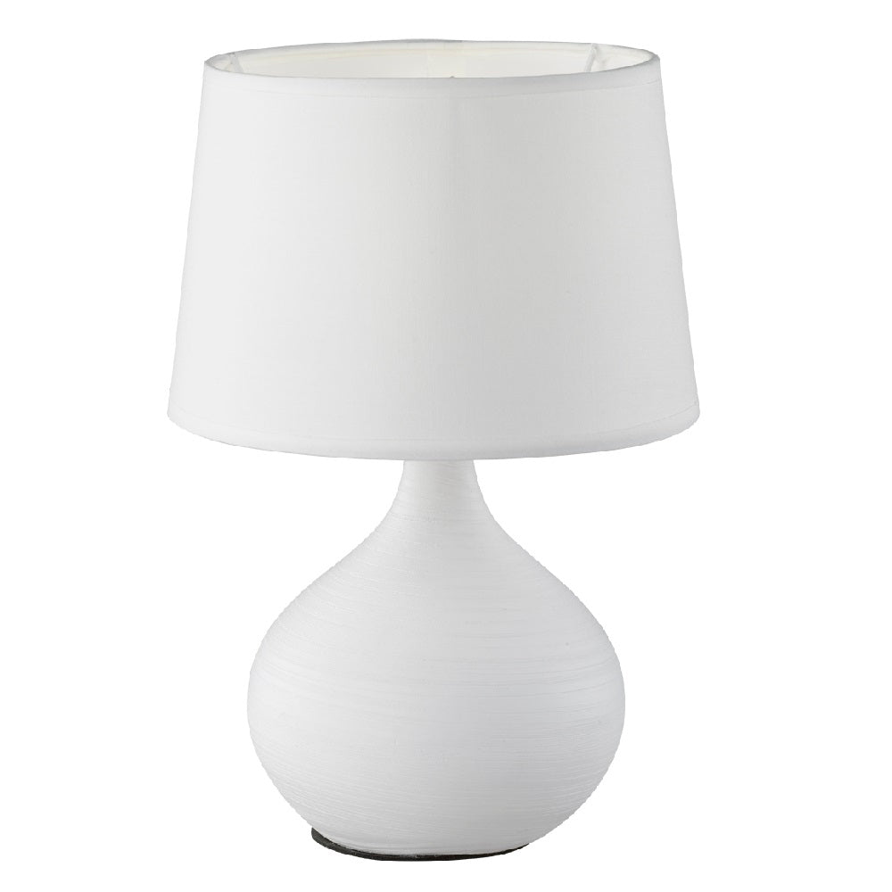 Britalia BR50371001 White Ceramic Vintage Retro Table Lamp with White Shade 29cm