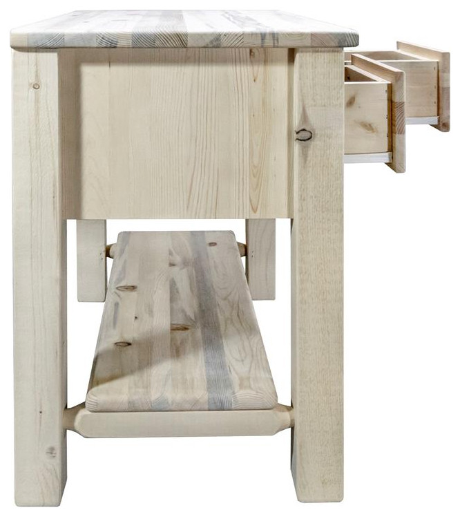 Montana Woodworks Homestead Wood Console Table with 2 Drawers in Natural   Rustic   Console Tables   by Homesquare  Houzz