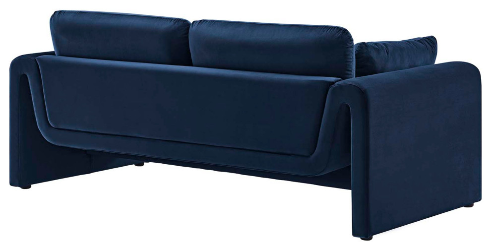 Waverly Performance Velvet Sofa  Midnight Blue   Contemporary   Sofas   by First of a Kind USA Inc  Houzz