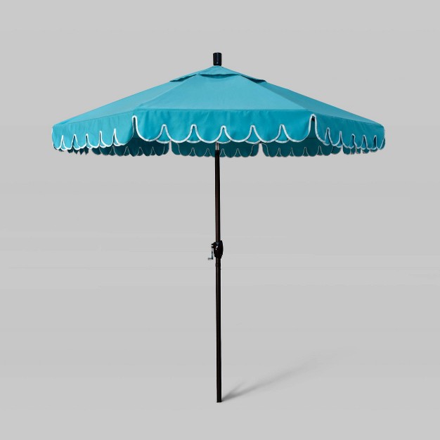 7 5 x27 Sunbrella Scallop Base Base Market Patio Umbrella With Push Button Tilt Bronze Pole California Umbrella