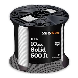 Cerrowire 500 ft. 10 Gauge White Solid Copper THHN Wire 112-1872J