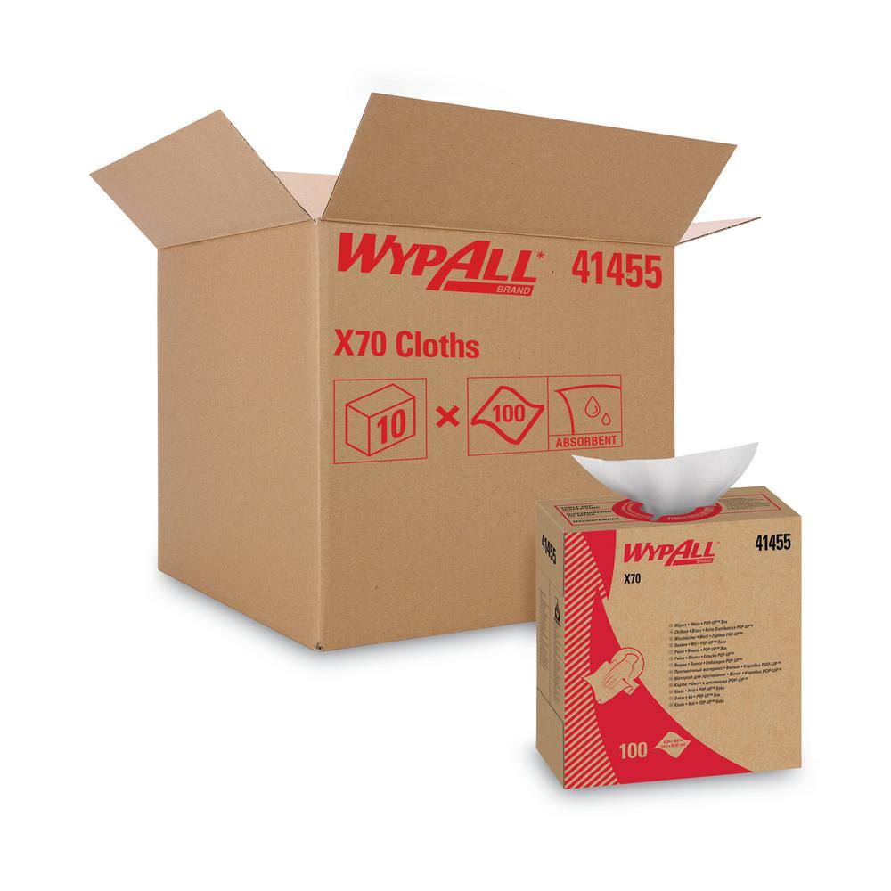 WYPALL X70 Cloths POP-UP Box 9-110 in. x 16-45 in. White 100Box 10 BoxesCarton KCC41455