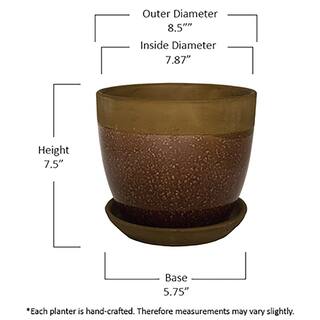 Trendspot 8 in. Dia Brown Geode Ceramic Planter CR11251S-080B