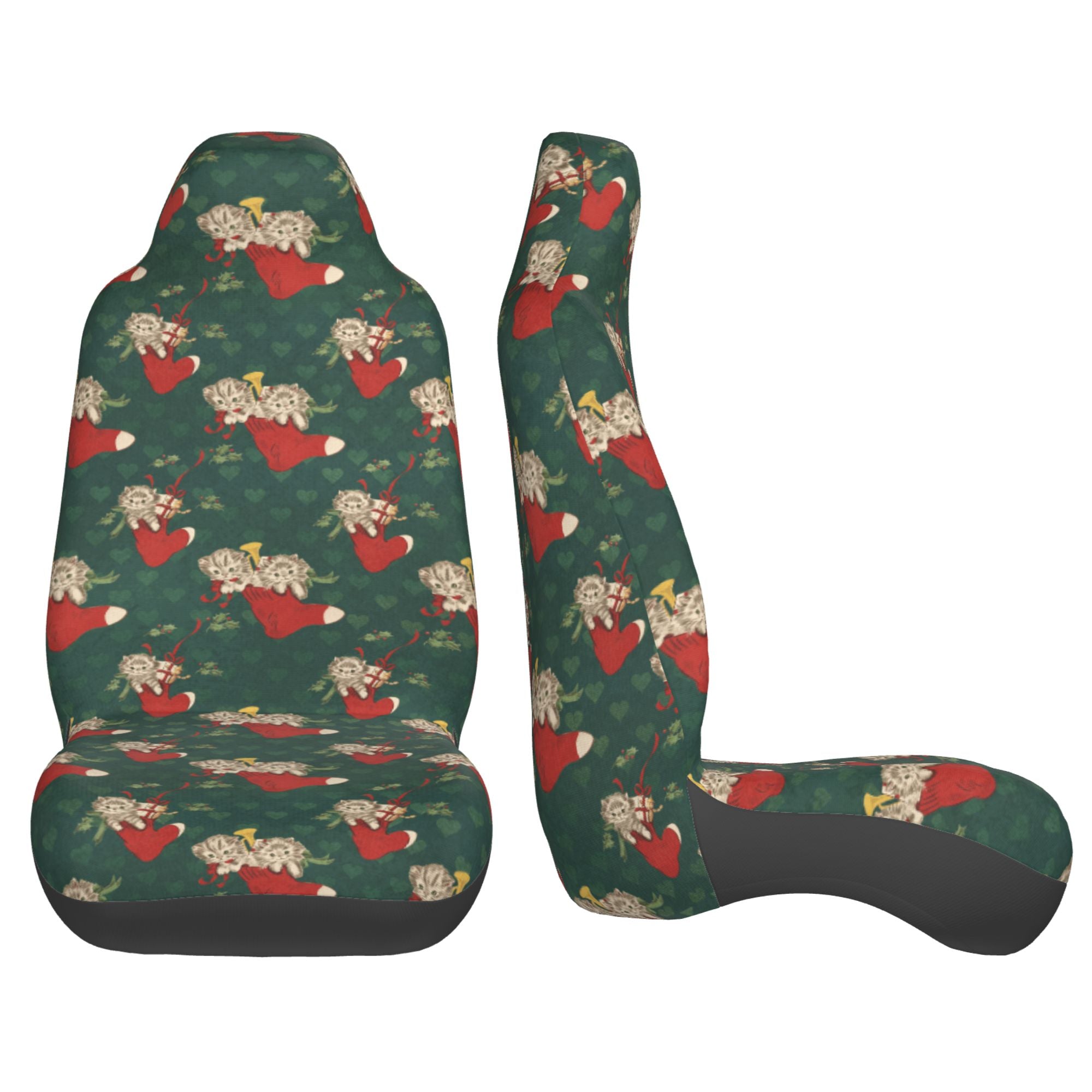 ZICANCN Car Seat Cover Funny Christmas Boots Cats Car Front Seat Covers Protectors ， Automotive Seat Covers for Cars Trucks Suv