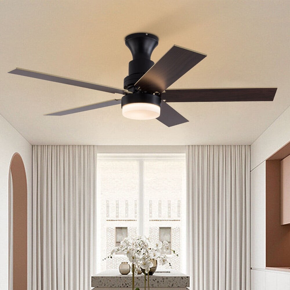 44'' Contemporary Wooden Reversible LED Ceiling Fan with Remote