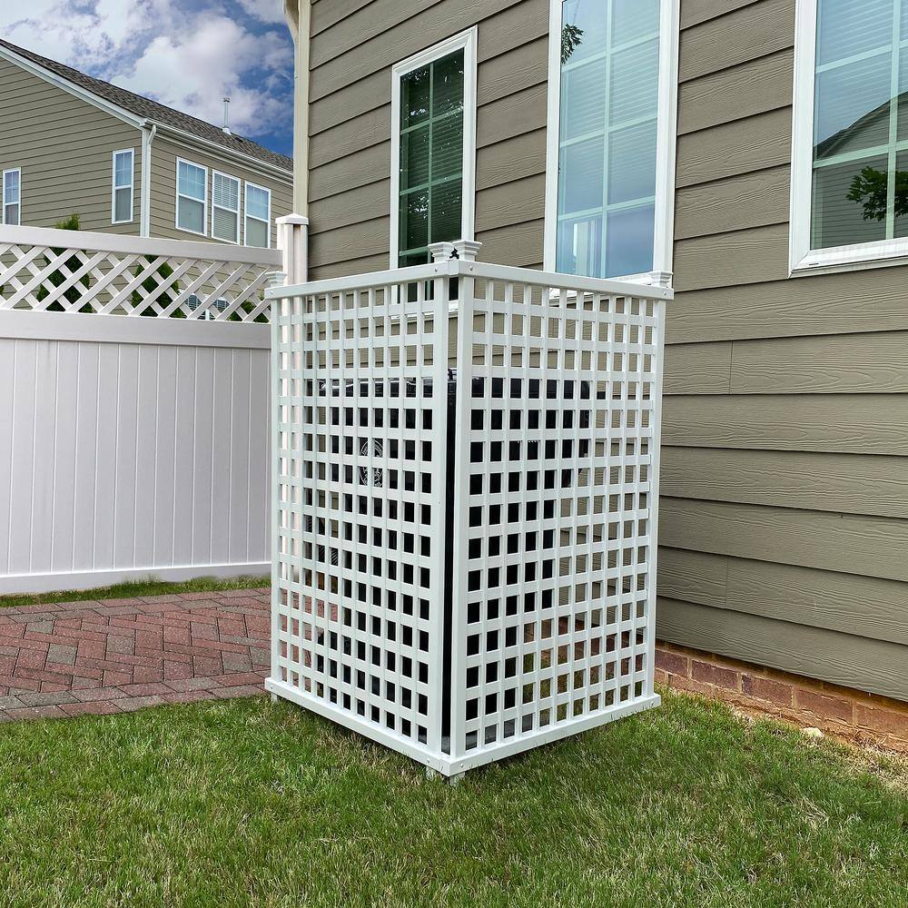 Enclo Privacy Screens 4.8 ft. H x 3 ft. W White Vinyl Highland-Lattice Privacy Screen Kit (2-Pack) ZP19047