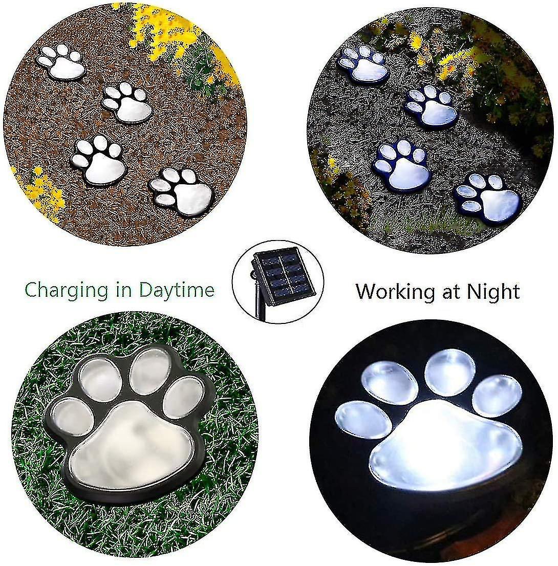 Solar Paw Print Lights，solar Lights Outdoor Dog Paw Lights (set Of 4)