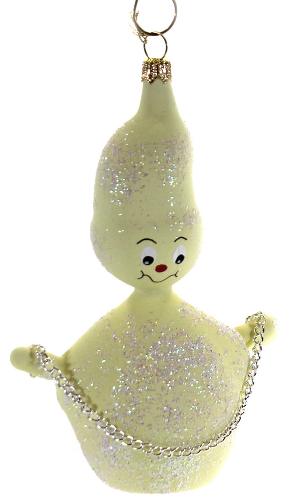 De Carlini Ghost With Chains Glass Ornament Halloween Glows Dark V3561   Christmas Ornaments   by Story Book Kids Inc  Houzz