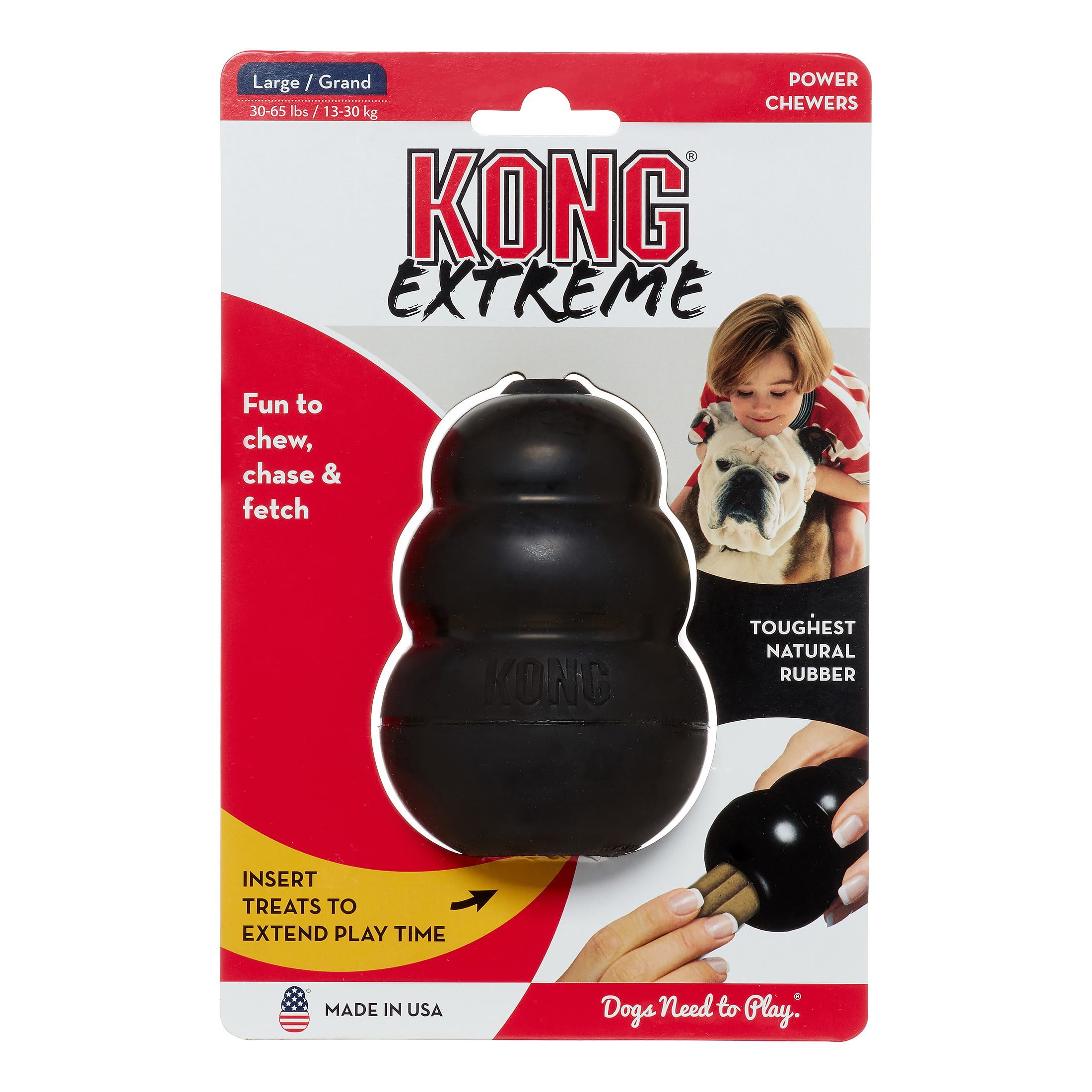 KONG Extreme Durable Natural Rubber Dog Toy， Black， Large