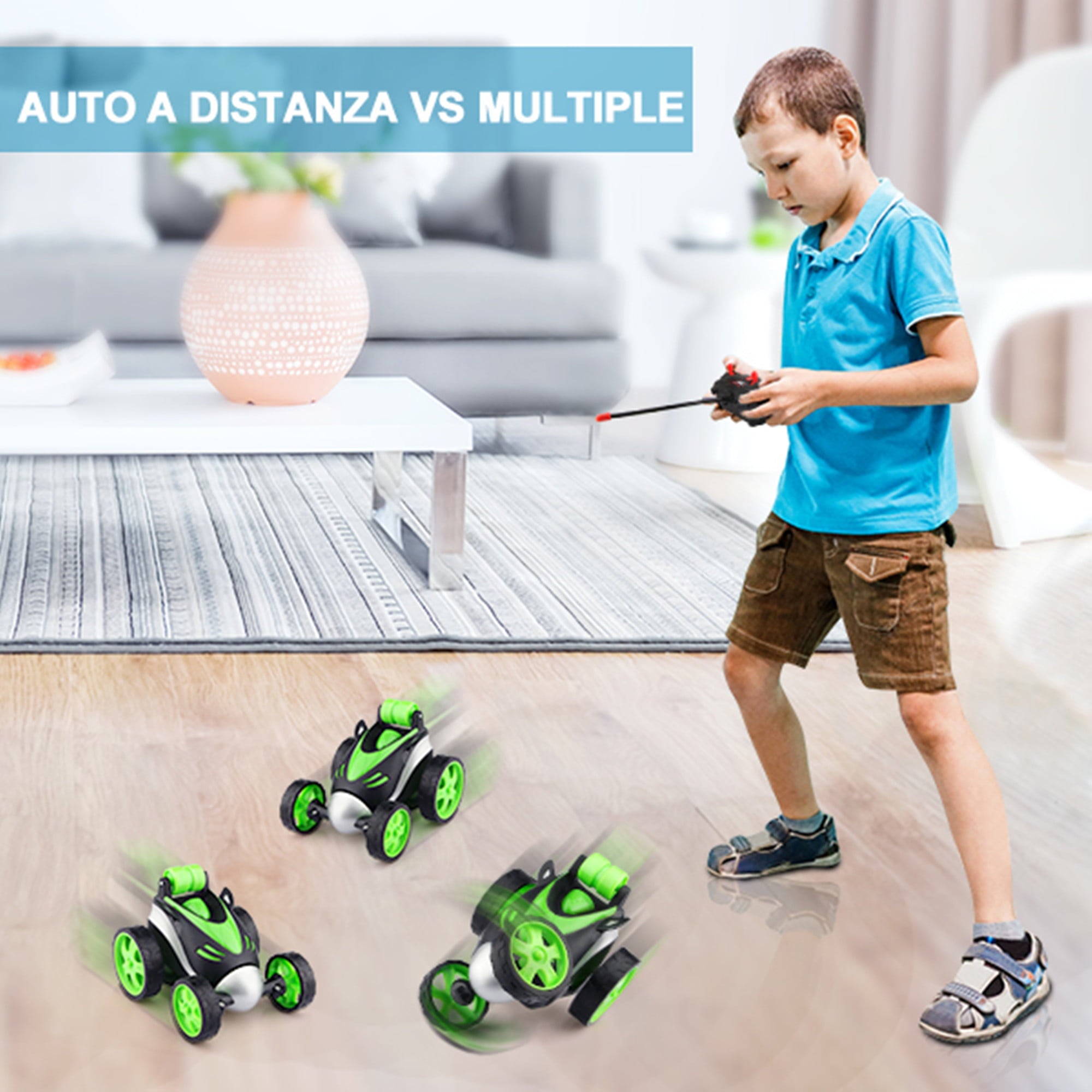 Wupuaait Remote Control Rolling Car Toys， Stunt Car with 360° Rotation Xmas Gift for 3-12 Years Old Kids， Green