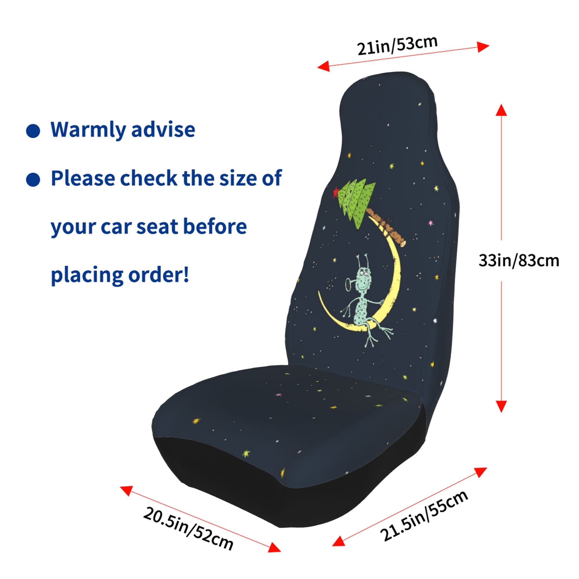 ZICANCN Car Seat Cover Moon Christmas Tree Alien Car Front Seat Covers Protectors ， Automotive Seat Covers for Cars Trucks Suv