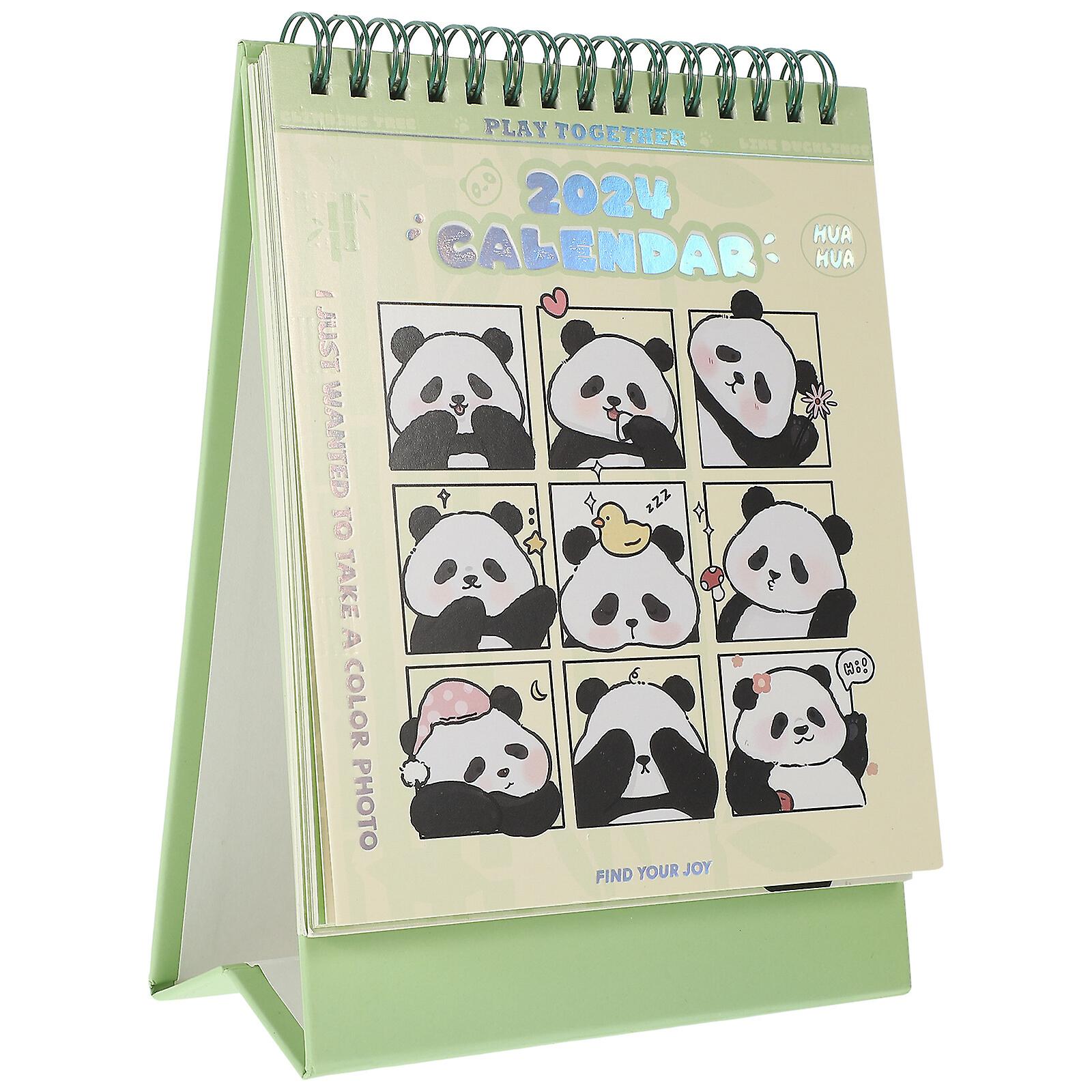 Noting Desktop Calendar Panda Pattern Standing Calendar Household Standing Calendar