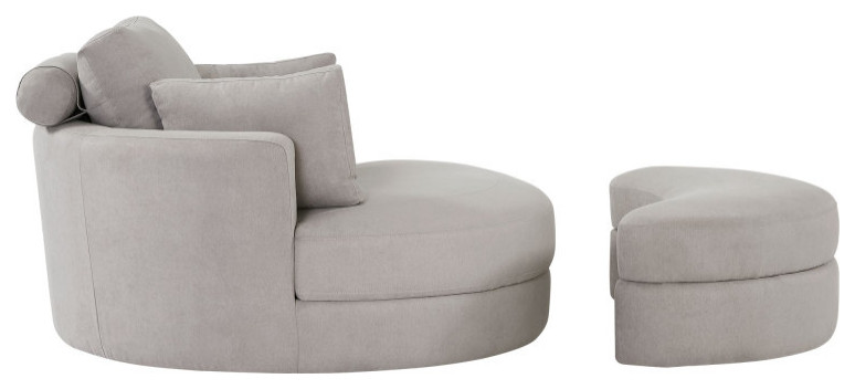 Modern Grey Sofa with a Storage and a Big Round Linen Fabric Chair for Lounge   Transitional   Sofas   by Miron Demid LLC  Houzz