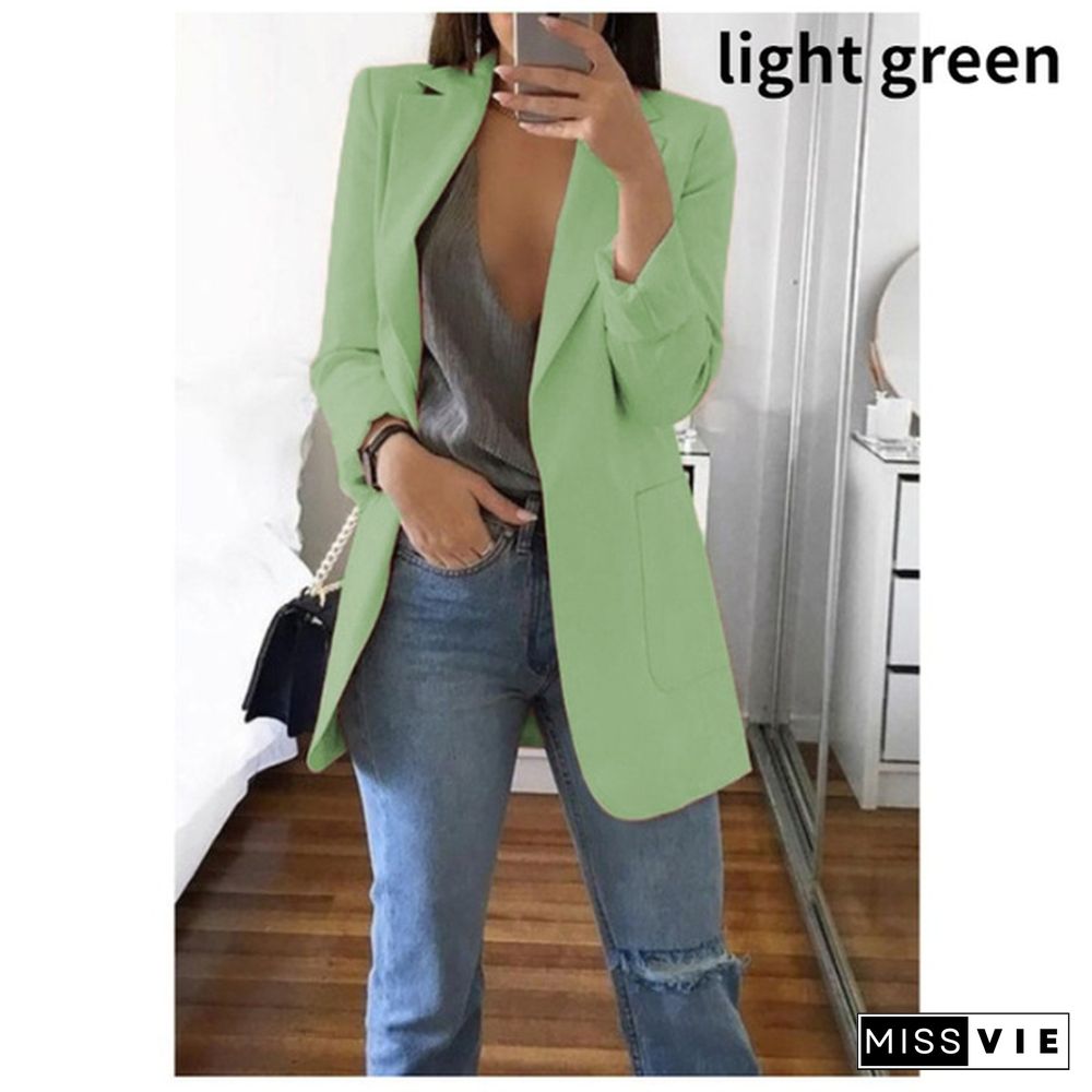 New Fashion Casual Women Slim Suit Retro Solid Color Suits Jacket Long Sleeve Blazers Office Tops Female Jacket Blazers Plus Size S-5Xl