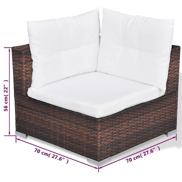 10 Piece Patio Lounge Set with Cushions Poly Rattan Brown - Overstock - 37574144