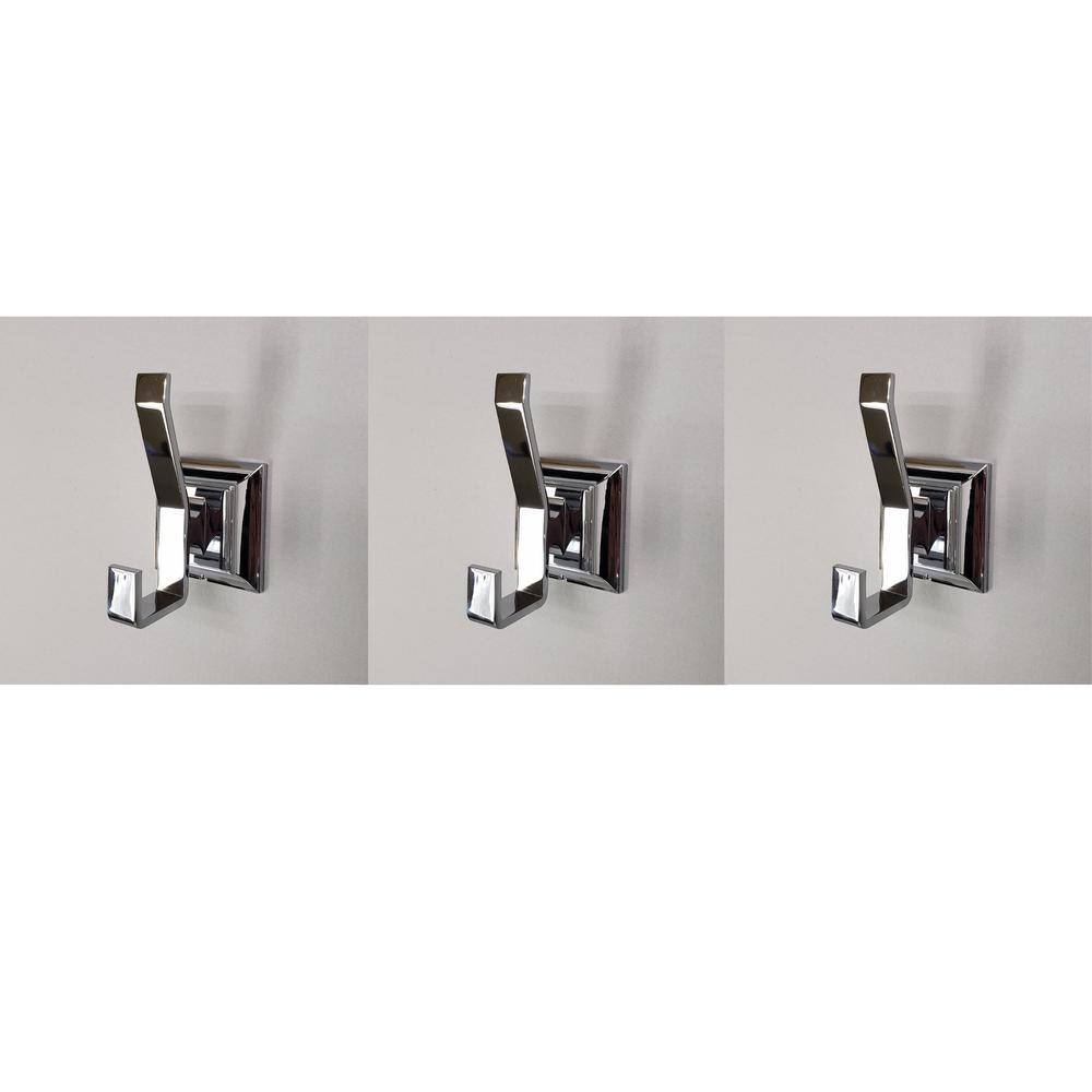 ARISTA Leonard J-Hook Double Wall Mounted RobeTowel Hook in Chrome (3 Pack) 1701-3PK RHK-CH