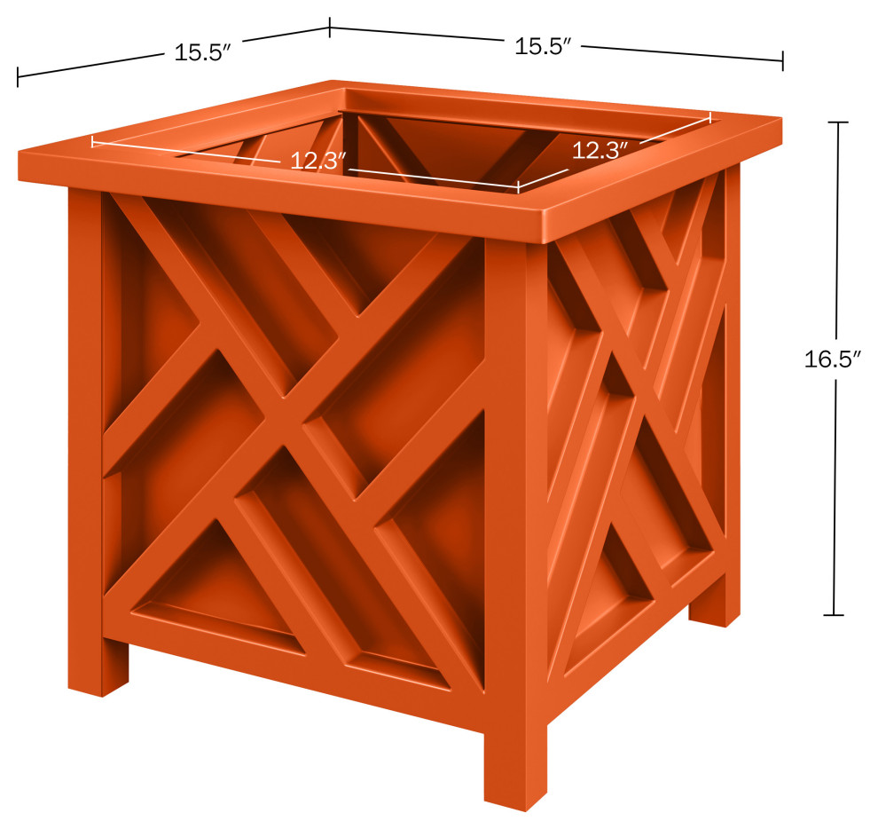 Lattice Design Planter Box 15.5 quotSquare Decorative Outdoor Flower or Plant Pot   Contemporary   Outdoor Pots And Planters   by Trademark Global  Houzz