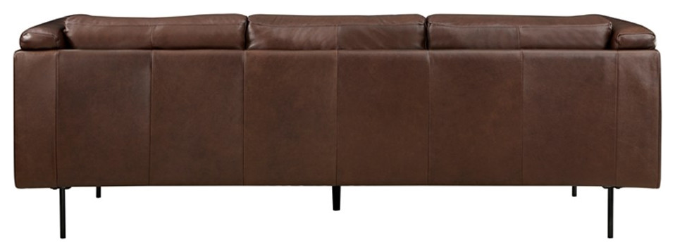 Lexicon Soren 18 quotModern Plywood and Leather Sofa in Brown Finish   Midcentury   Sofas   by Homesquare  Houzz