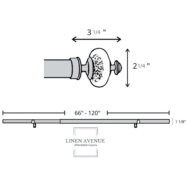 Linen Avenue Grey Stone Cap Single And Double Window Curtain Rod Set