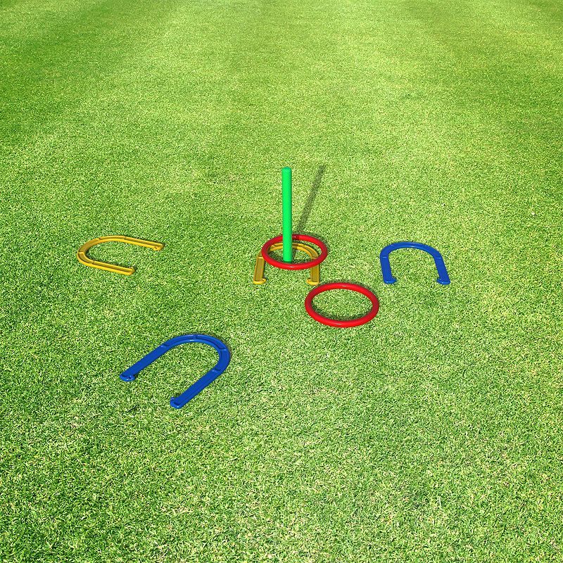 Hey! Play! 2-in-1 Horseshoe and Ring Toss Outdoor Combo Game Set