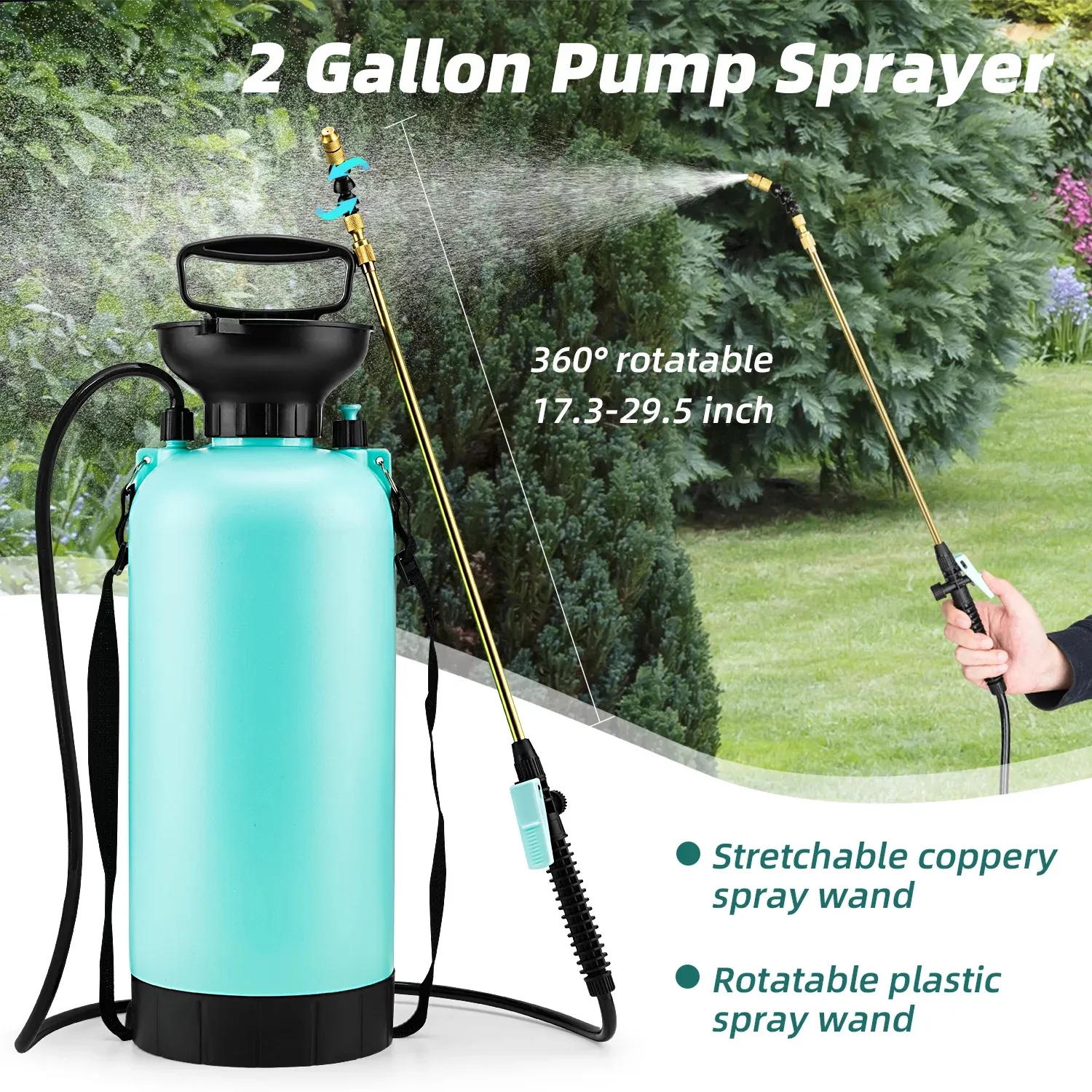 Pressurized Lawn and Garden Water Spray Bottle  5L/8 L/10L  Pump Pressure Sprayer Includes Shoulder Strap Blue