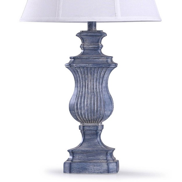 Tao x27 s Textured Urn Table Lamp With Bell Shade Denim Blue Stylecraft