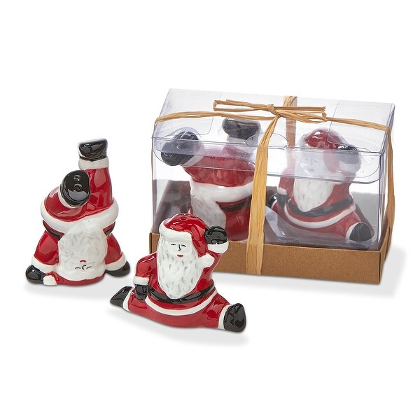 Christmas Dancing Santa Dolomite Salt and Pepper Set Hostess Gifts，Centerpieces Decorations，2.18L x 2.12W x 3.0H