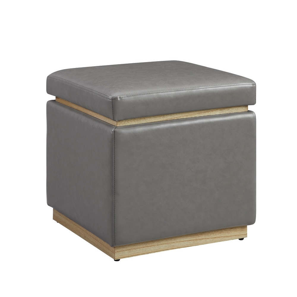 Rue Faux Leather Square Storage Ottoman