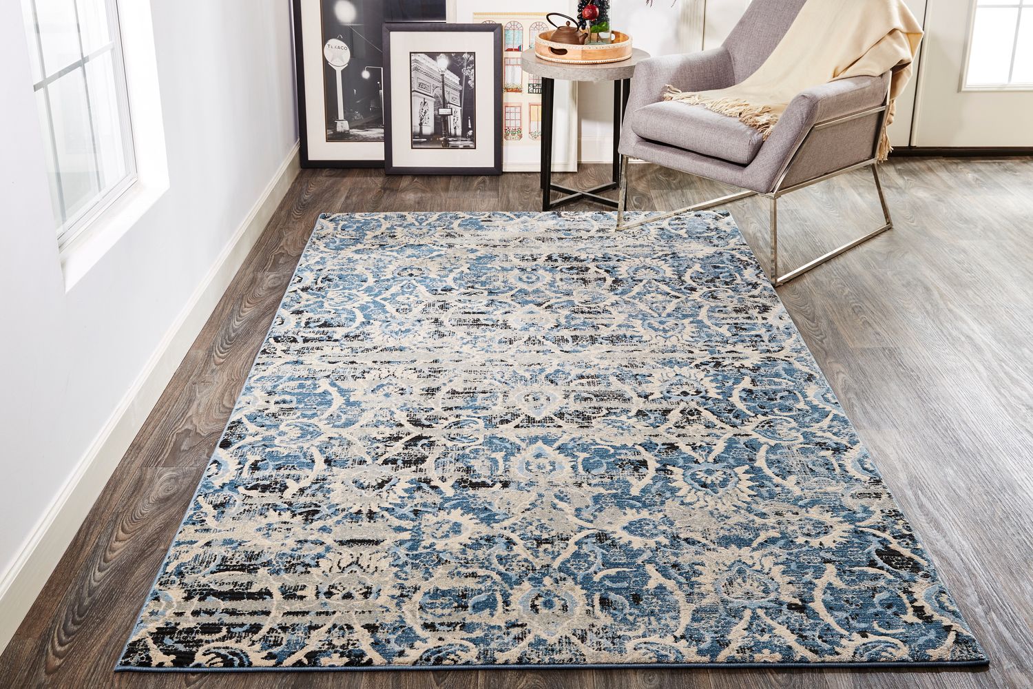 Tullamore Blue and Gray Rug by BD Fine