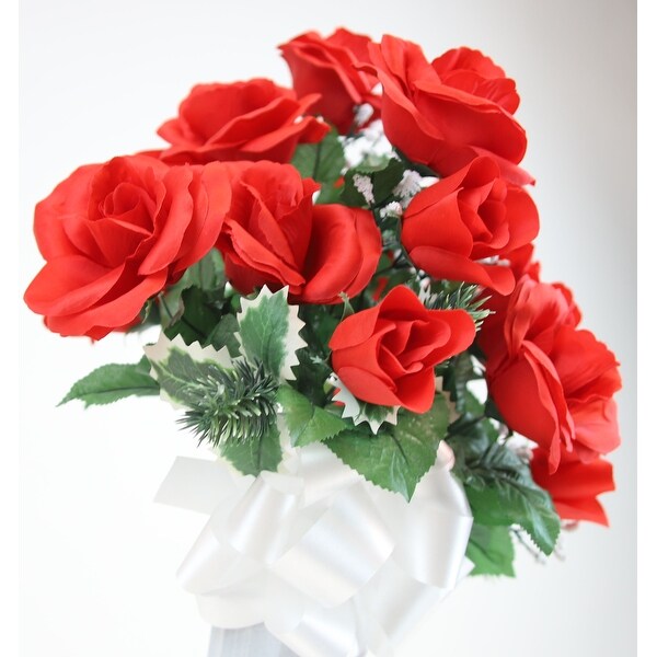 Memorial Christmas Rose and Holly Cemetery Vase