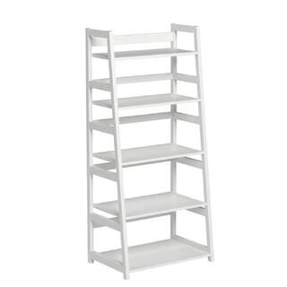 TRIBESIGNS WAY TO ORIGIN Gallun 56.5 in. White Wood 5-Shelf Ladder Bookcase with Large Weight Capacity HD-CZS0262