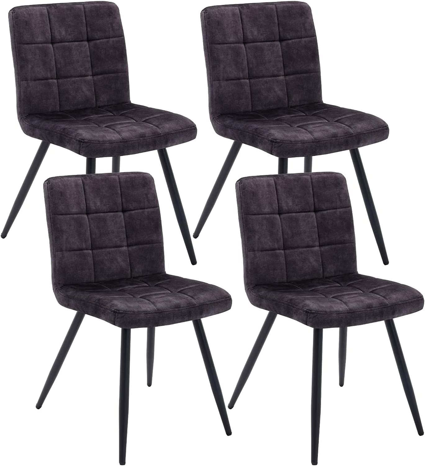 Duhome Modern Dining Chairs Set of 4， Fabirc Upholstered Dining Room Chairs Tufted Kitchen Side Chairs with Cushioned Seat， Black