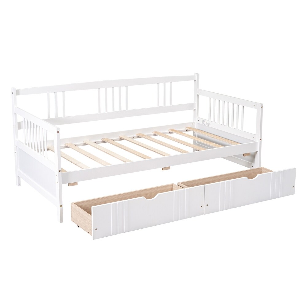 Classic and Stylish Design Twin Size Daybed Wood Bed with Two Drawers