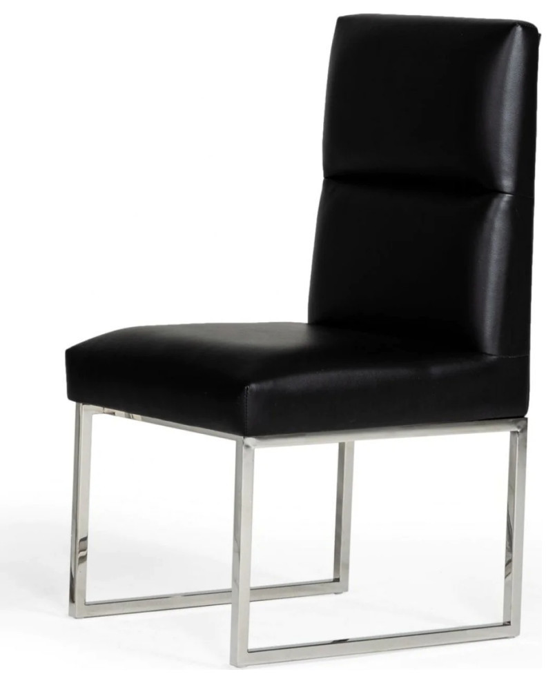 Melville Modern Black Leatherette Dining Chair  Set of 2   Contemporary   Dining Chairs   by Virgil Stanis Design  Houzz