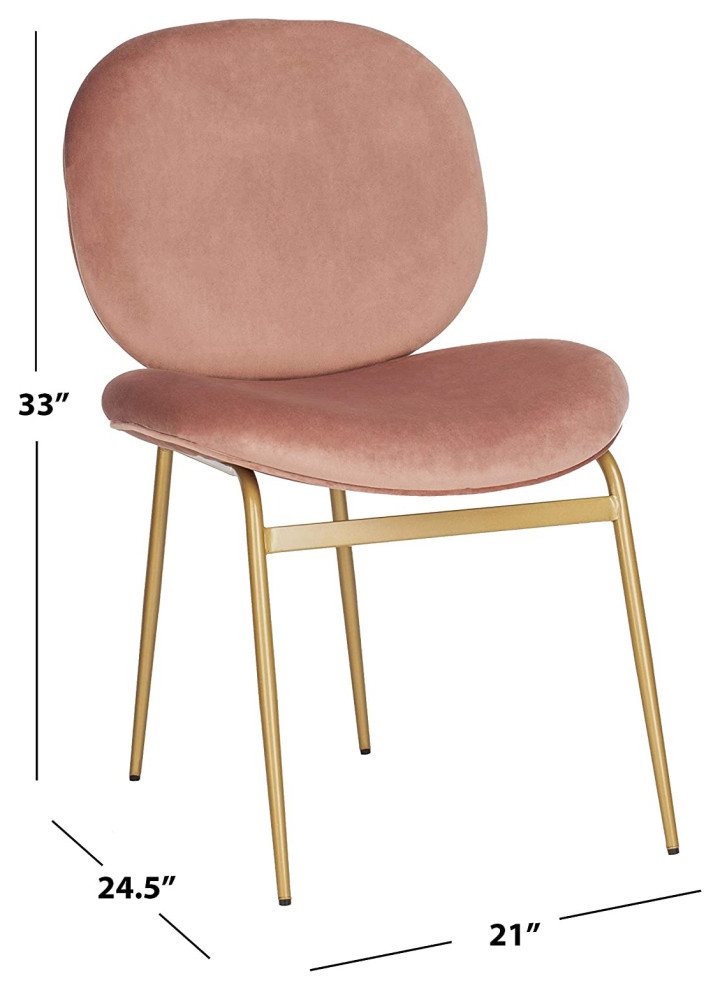 Set of 2 Dining Chair  Metal Frame With Padded Seat and Rounded Back  Dusty Rose   Contemporary   Dining Chairs   by Declusia  Houzz