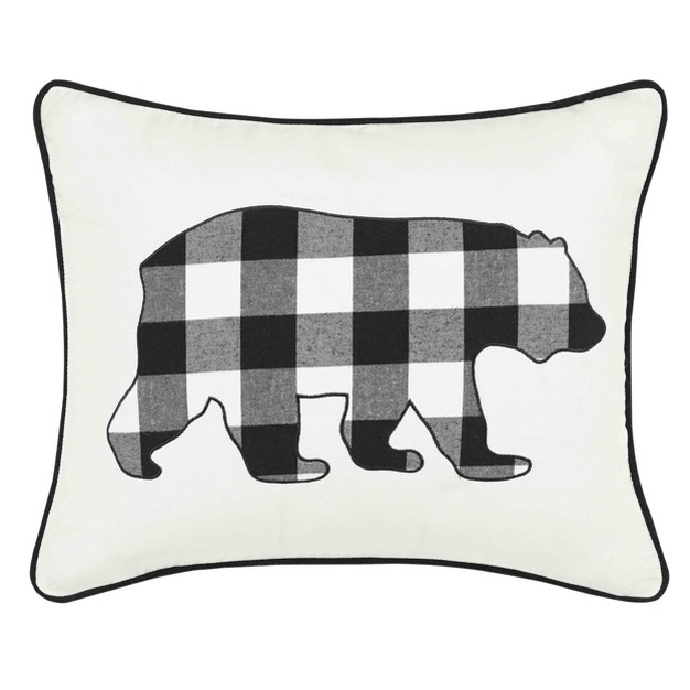 Black Cabin Plaid Bear Throw Pillow Eddie Bauer