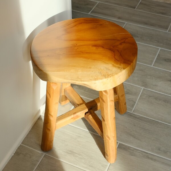 Greenage Teak Stool Side Table Handmade Natural Plant Stool