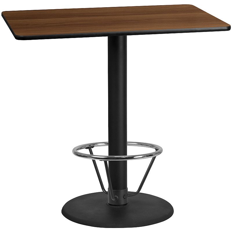 Emma and Oliver 30x48 Black Laminate Bar Table Top-24RD Base/Foot Ring